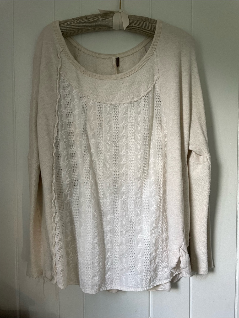 100% Cotton Dove Off White Neutral Oversized Longsleeve Top Boho Cottagecore